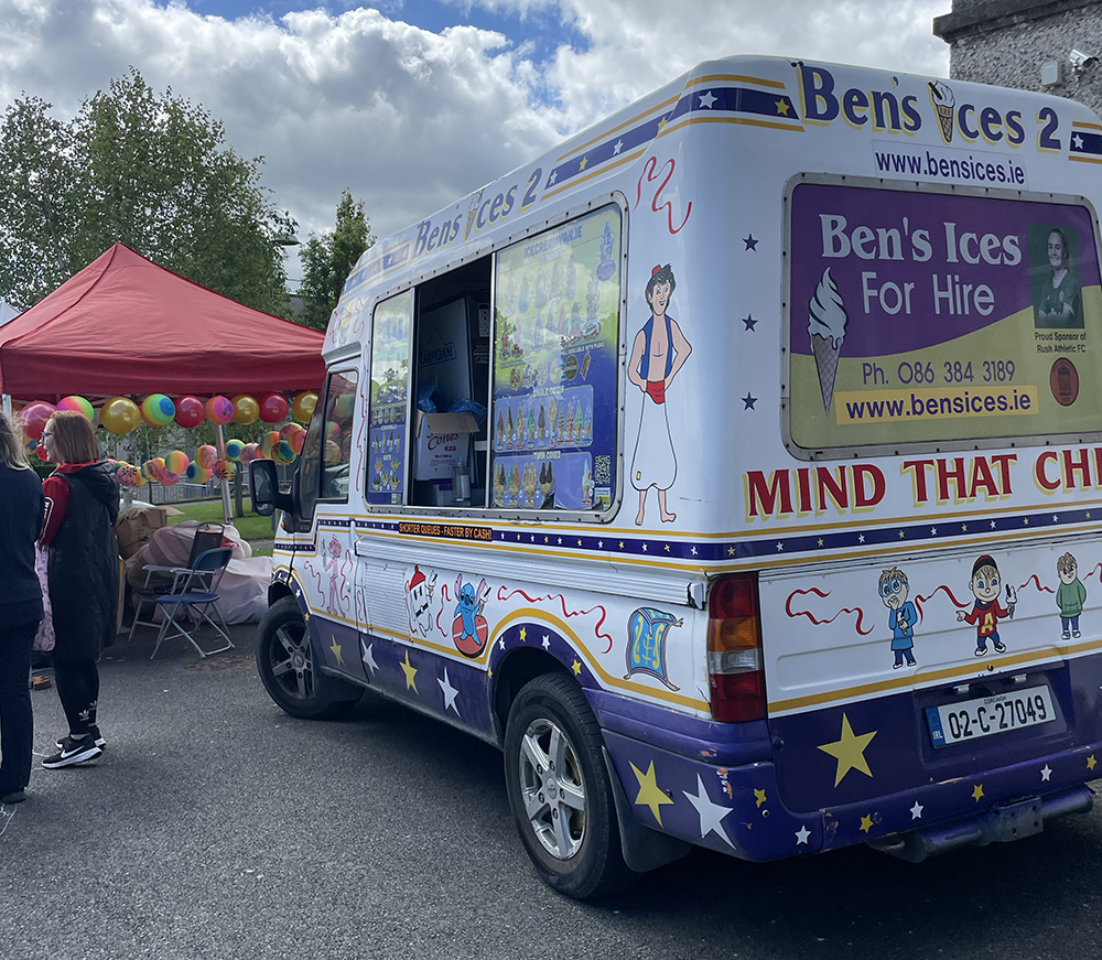 The ice-cream man setting up