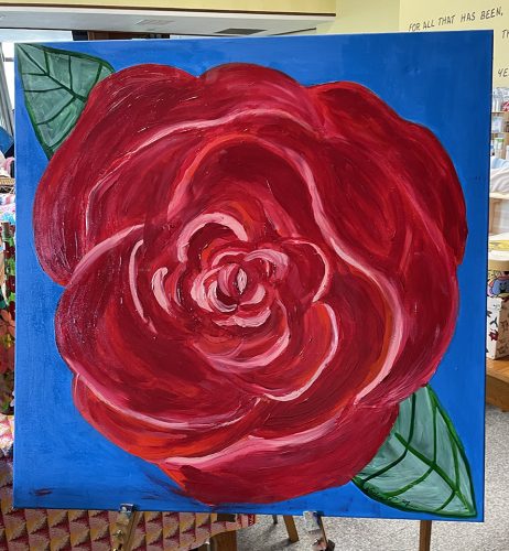 Painting of a rose by MMM Communications Co-Ordinator, Nadia Ramoutar